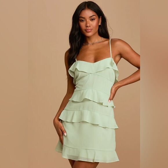 Lulus Dresses & Skirts - Lulus Terrifically Trendy Ruffle
Chiffon Minidress